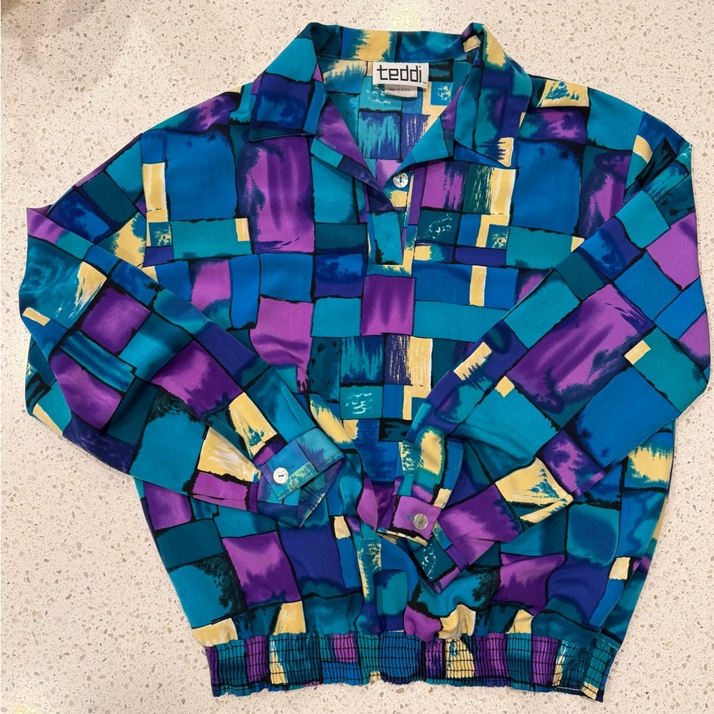 TEDDI Vintage 80s Geometric Watercolor Shirt